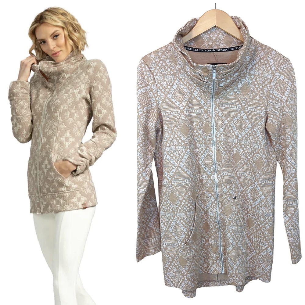 Tonia DeBellis Full Zip Cowl Neck Sweater Jacket